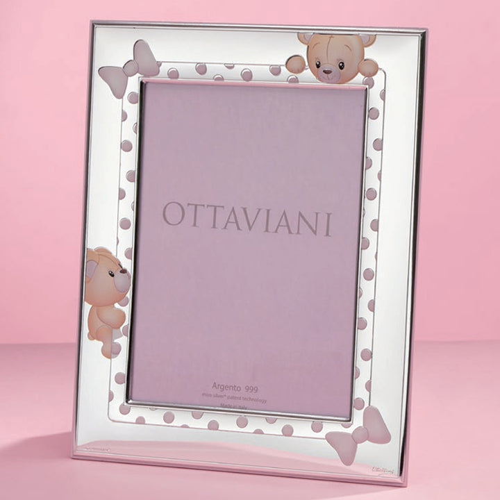 Portafoto Ottaviani Argento 999 Nascita Bimba Orsetto 13x18 7001AR