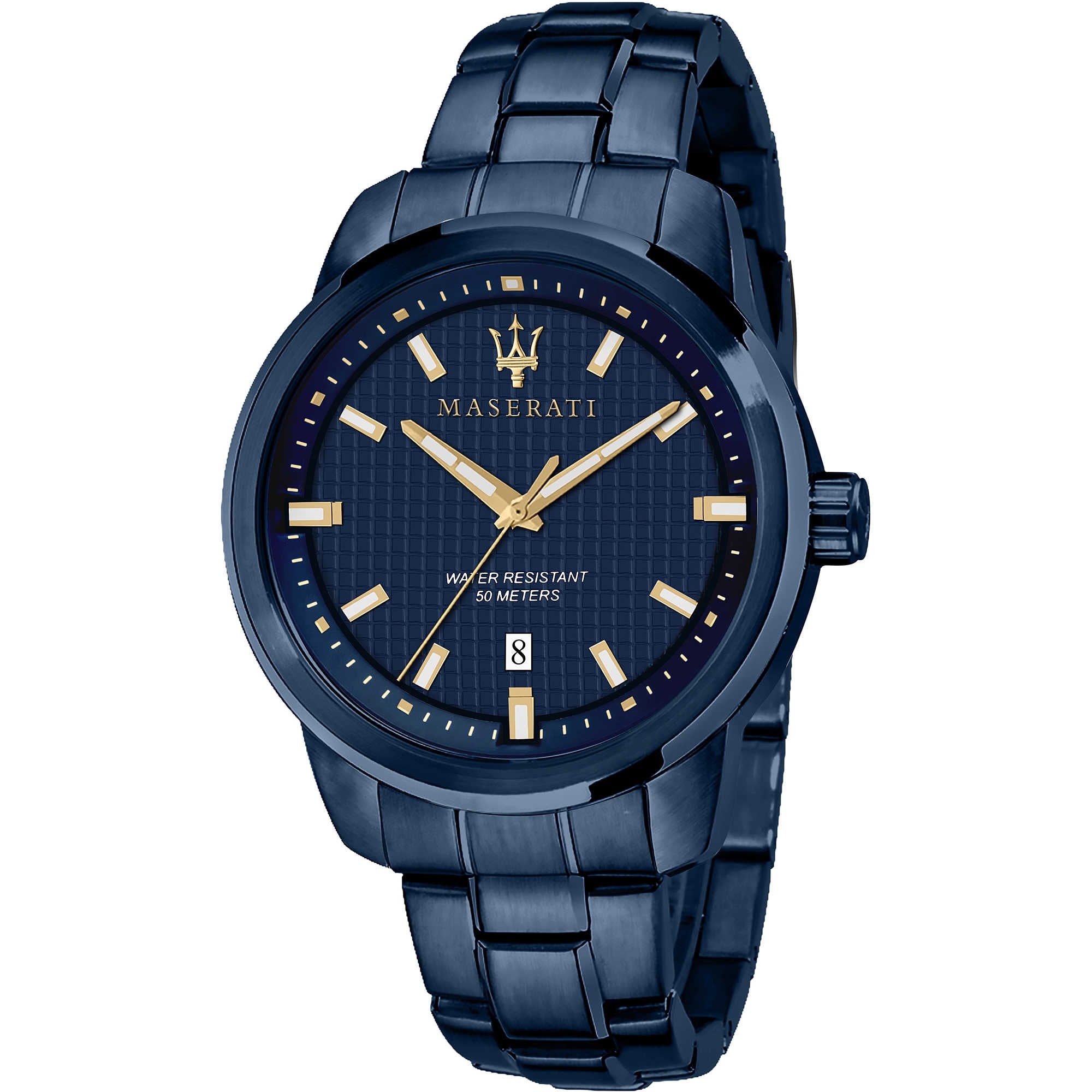 Orologio Uomo Acciaio Maserati Blue Edition Solo Tempo Data Dorato R8853141002