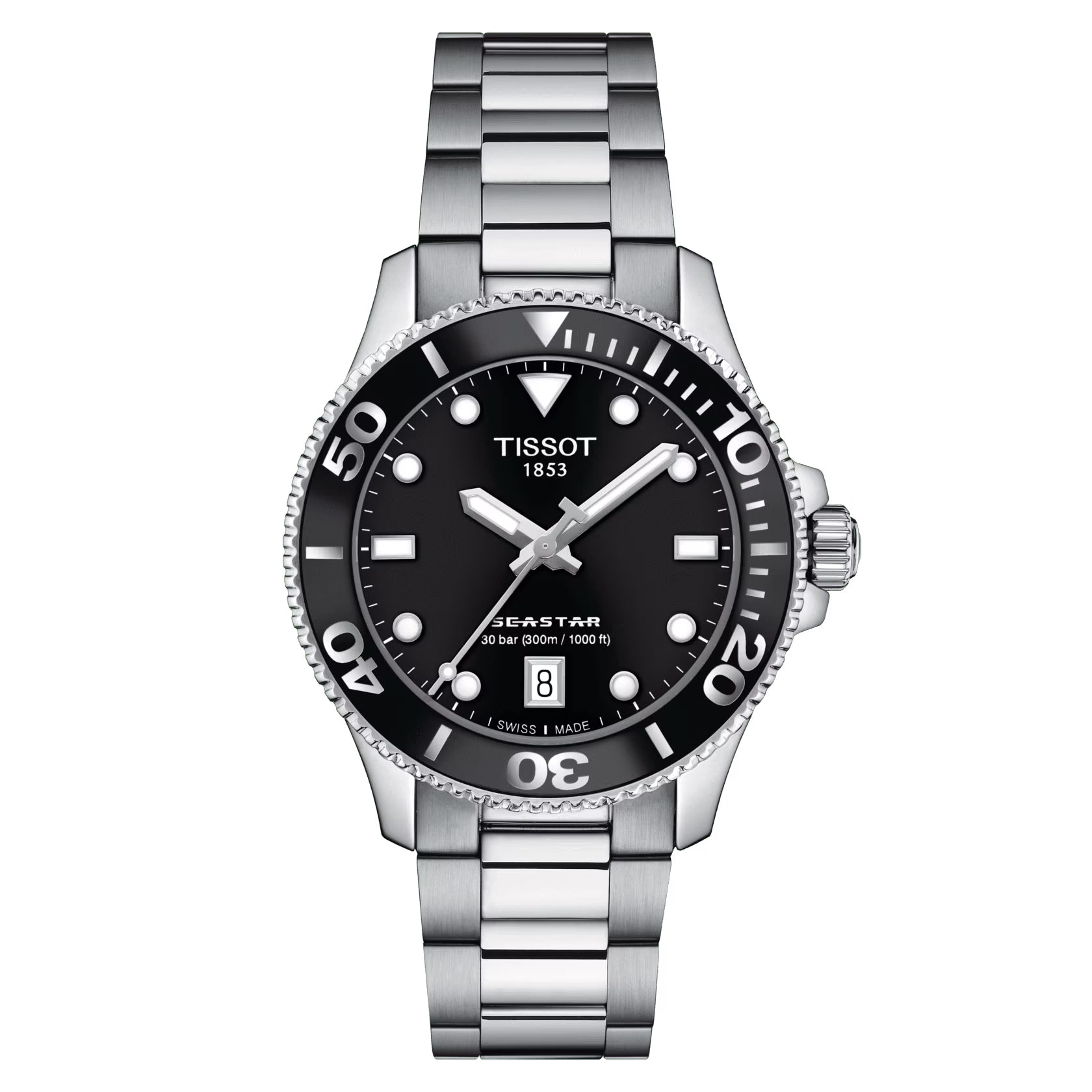 Orologio Unisex Tissot Quarzo Solo Tempo Acciaio Seastar Nero 300 m T1202101105100