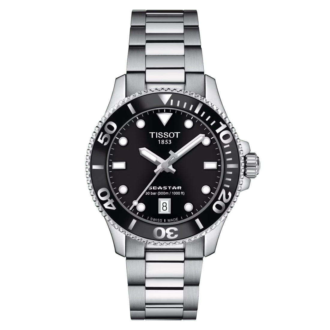 Orologio Unisex Tissot Quarzo Solo Tempo Acciaio Seastar Nero 300 m T1202101105100