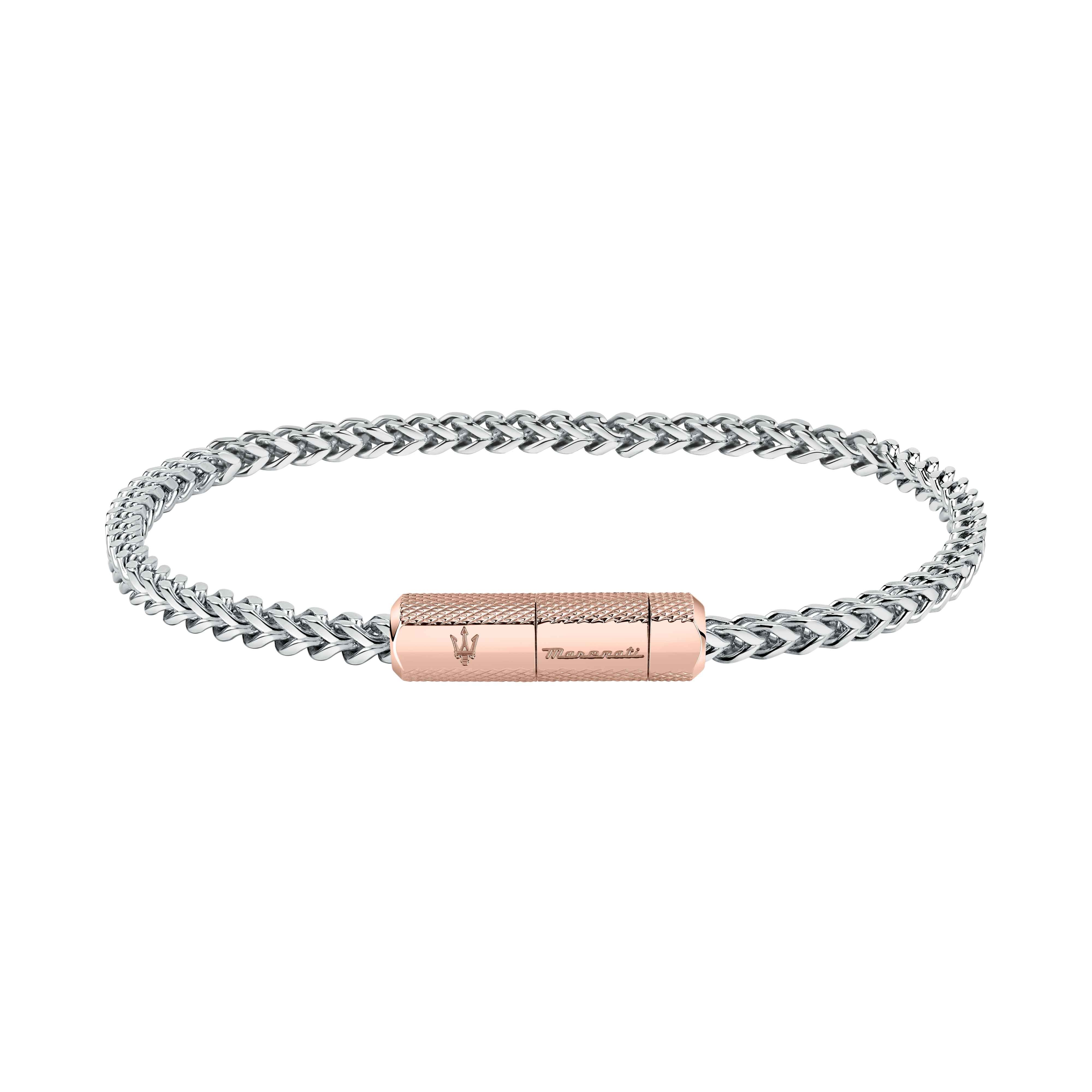 Bracciale Uomo Maserati Acciaio Rosè Catena Logo Sfaccettato Calamita JM223ATK24