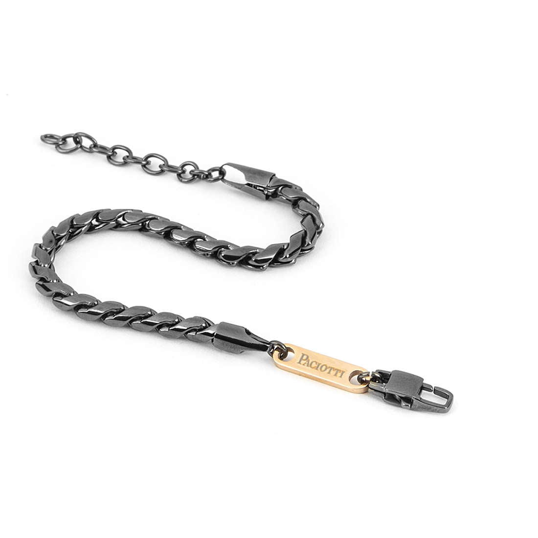 Bracciale Uomo 4US Cesare Paciotti acciaio brunito con targhetta logata rosè 4UBR4373