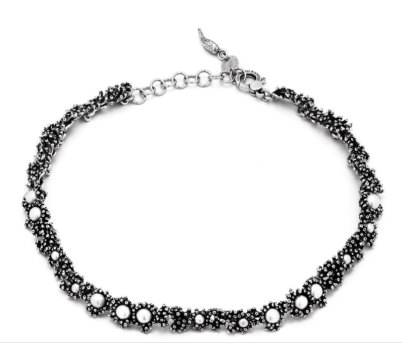Collana Donna Giovanni Raspini Argento 925 Girocollo Anemone Perle 11262