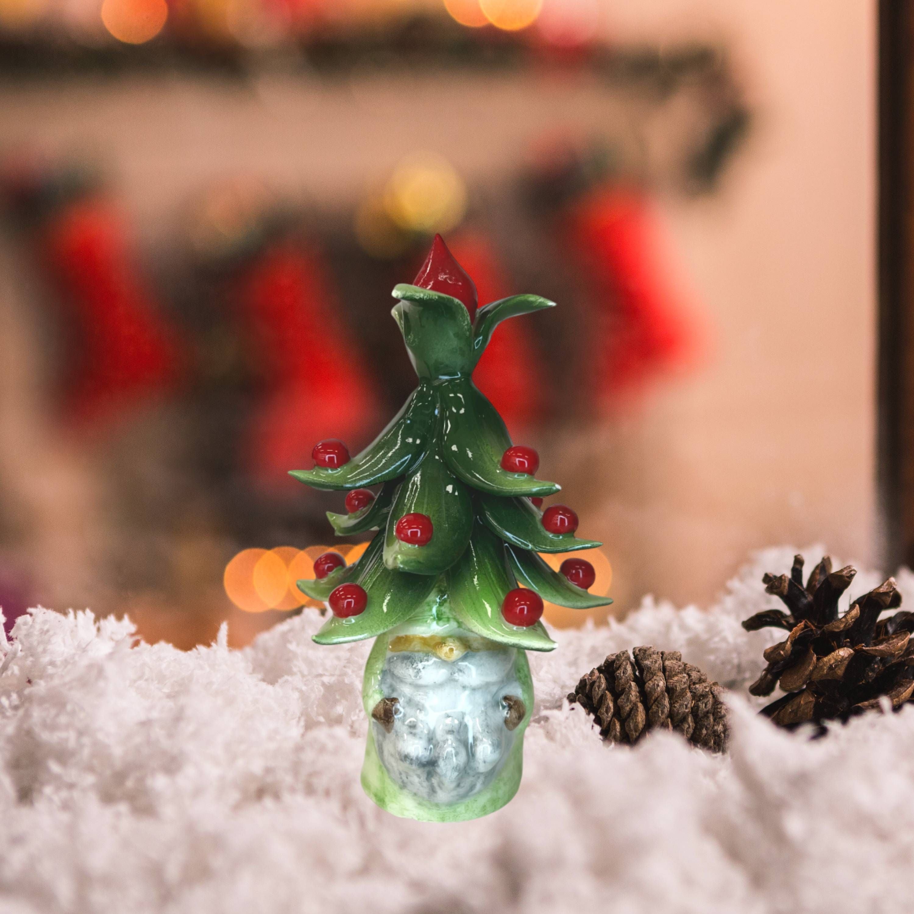 Gnomo Albero di Natale Capodimonte Verde Bocciolo 17 cm CAP10