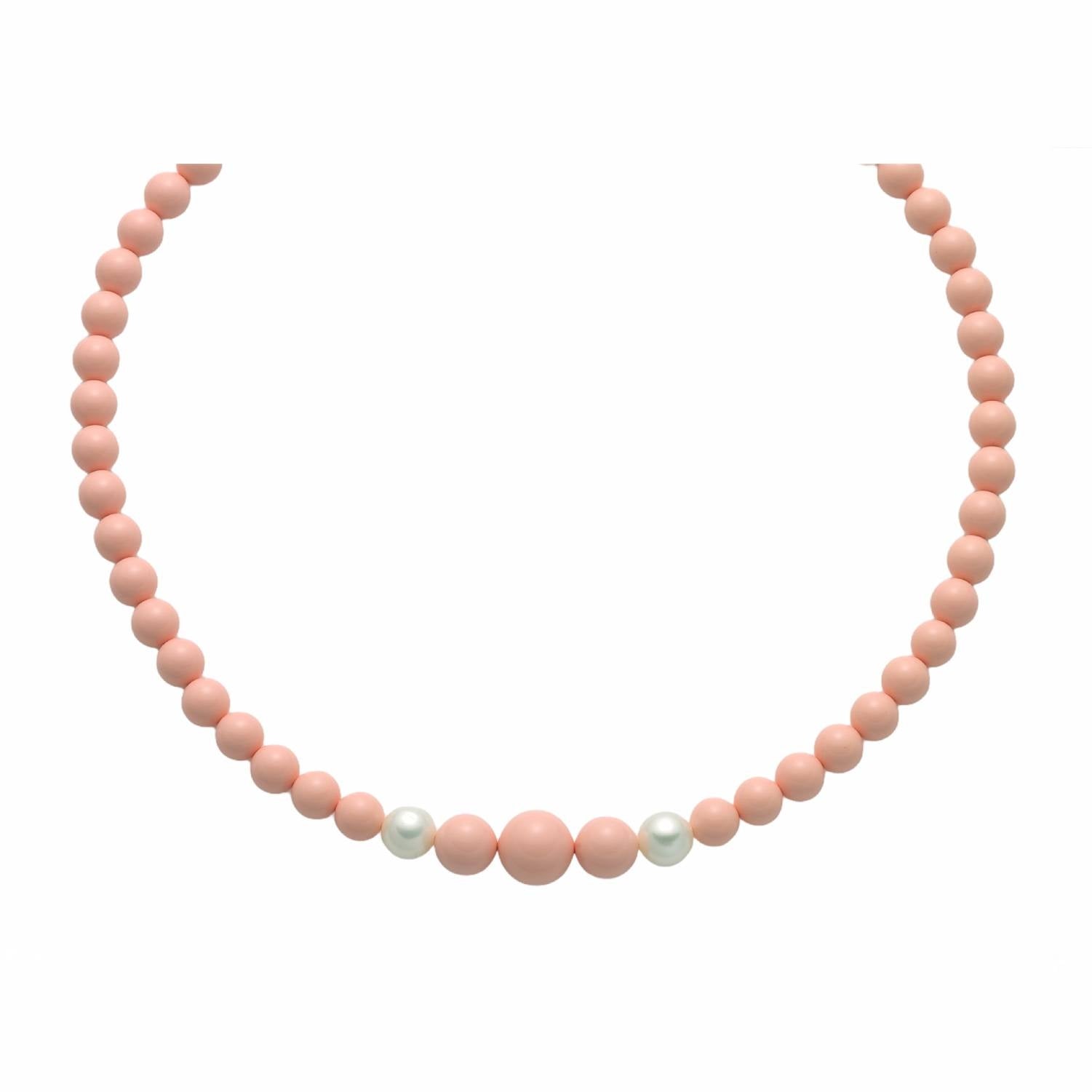 Collana Donna Argento 925 Miluna Pasta Di Corallo Rosa Perle Terra Mare PCL5956