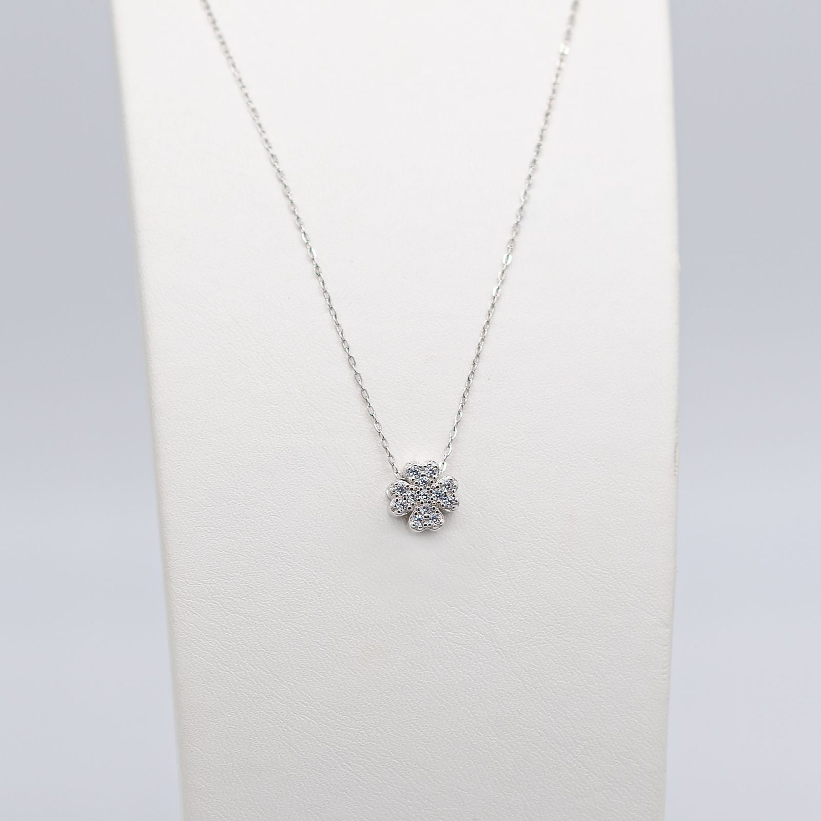 Collana Donna Re Mida Argento 925 Quadrifoglio Zirconi Bianchi C008