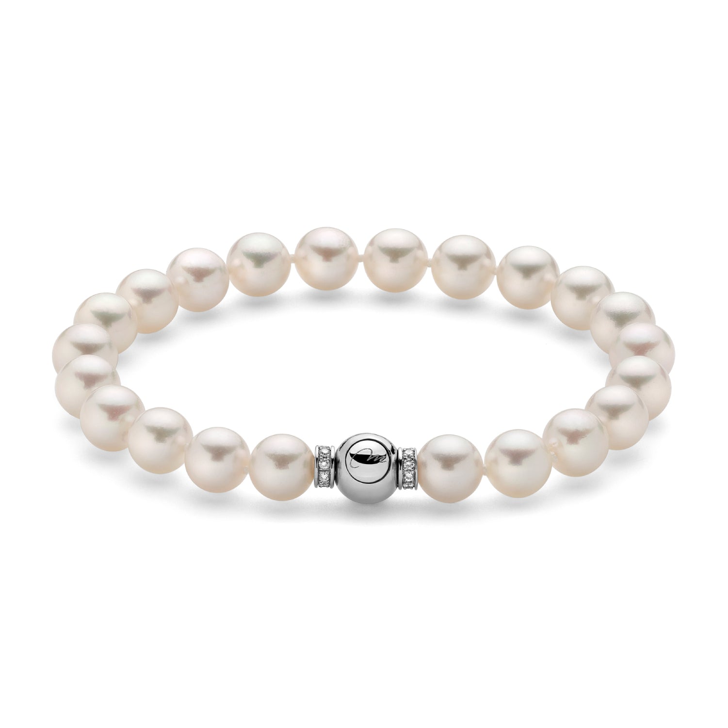 Bracciale Donna Miluna Perle 7,5-8 mm Chiusura Oro Bianco Diamanti 0,16 CT PBR2925