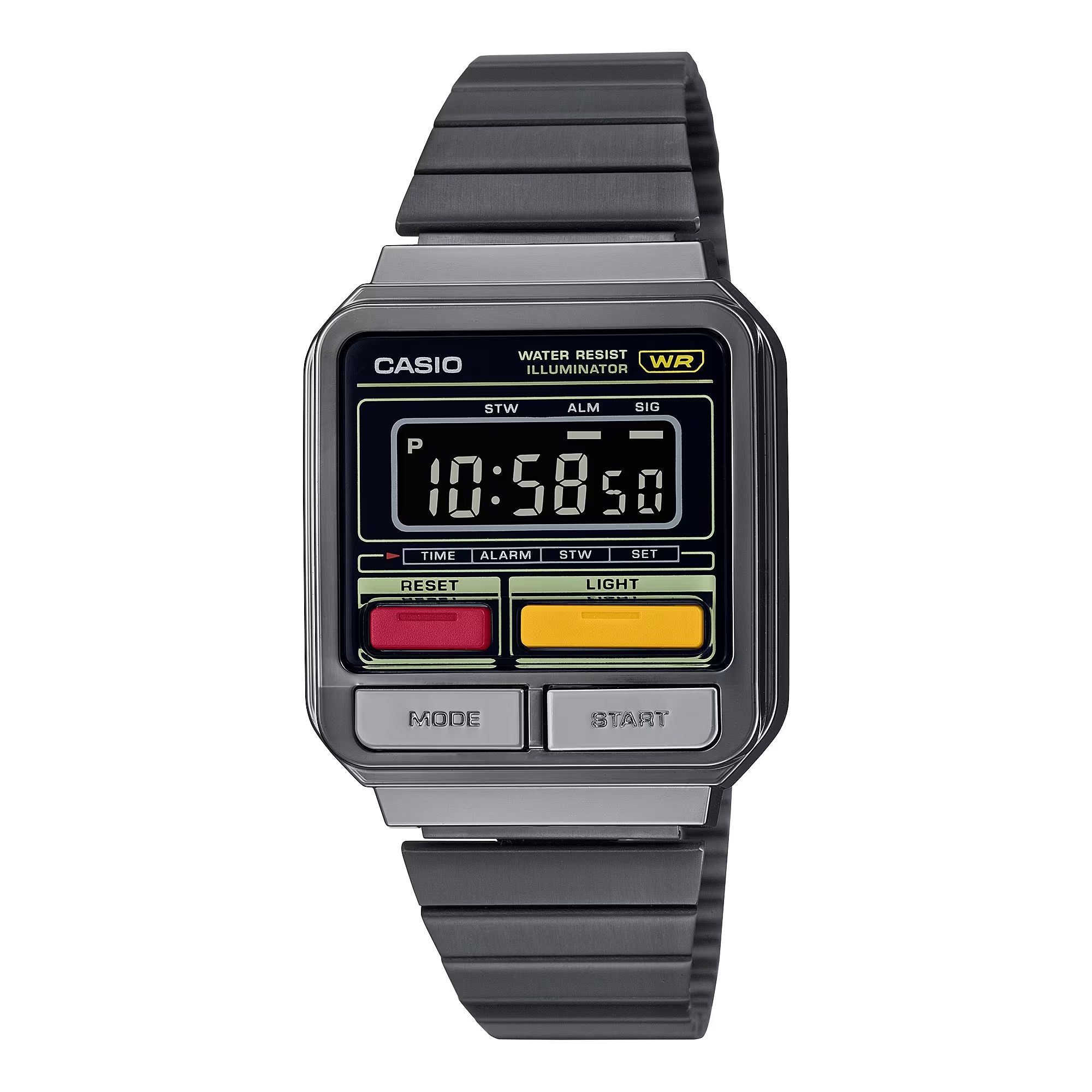 Orologio Unisex Casio Acciaio Quarzo Digitale Nero Rosso Giallo A120WEGG-1BEF