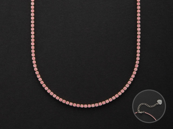 Collana Donna 4US Cesare Paciotti Acciaio Tennis Zirconi Rosa 2 mm 4UCL5852W