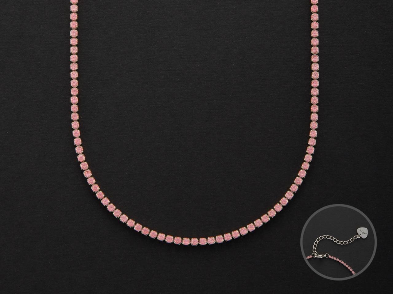 Collana Donna 4US Cesare Paciotti Acciaio Tennis Zirconi Rosa 4UCL5852W