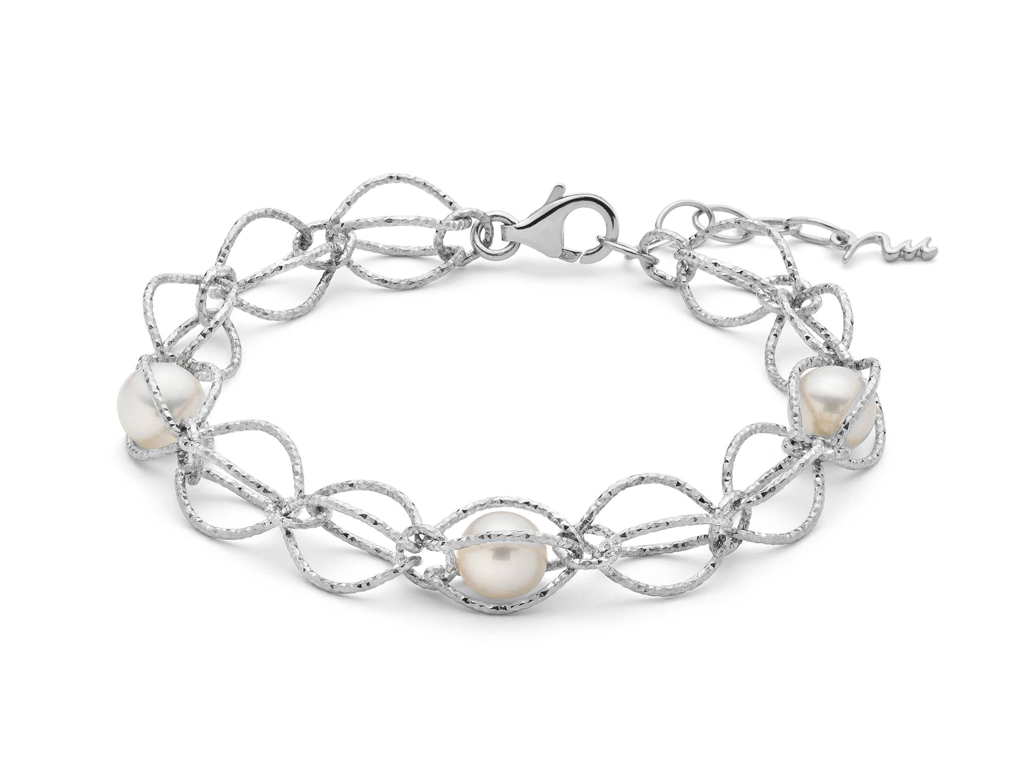 Bracciale Donna Miluna Argento 925 Satinato Perle Collezione Miss Italia PBR3345B