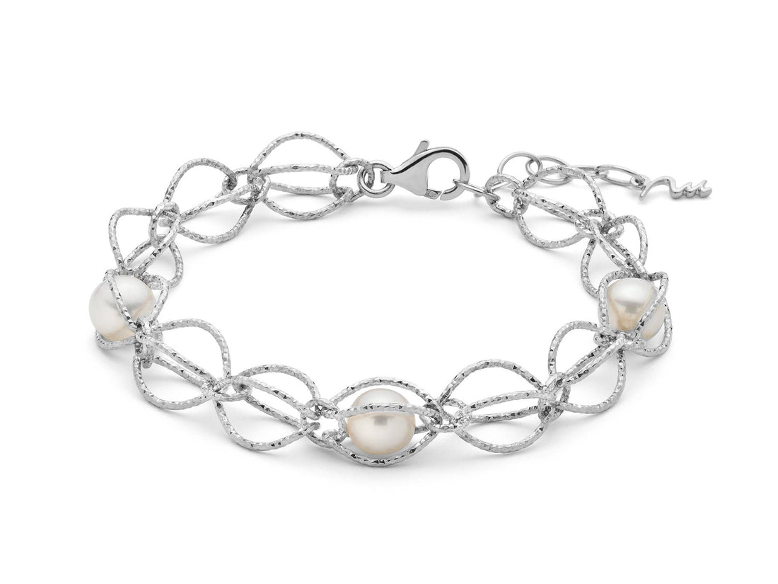 Bracciale Donna Miluna Argento 925 Satinato Perle Collezione Miss Italia PBR3345B