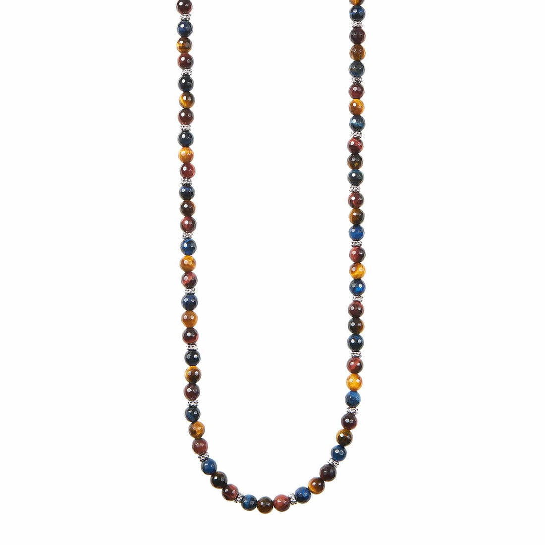 Collana Unisex Gerba Argento 925 Cotone Nero Pietra Blu Lucido Occhio di Tigre C03
