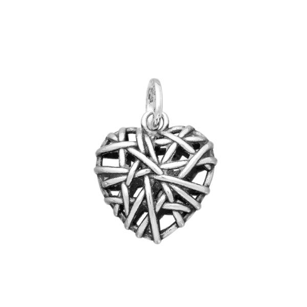 Charm Donna Giovanni Raspini Argento 925 Cuore Intrecci Grande Fatto A Mano 11619