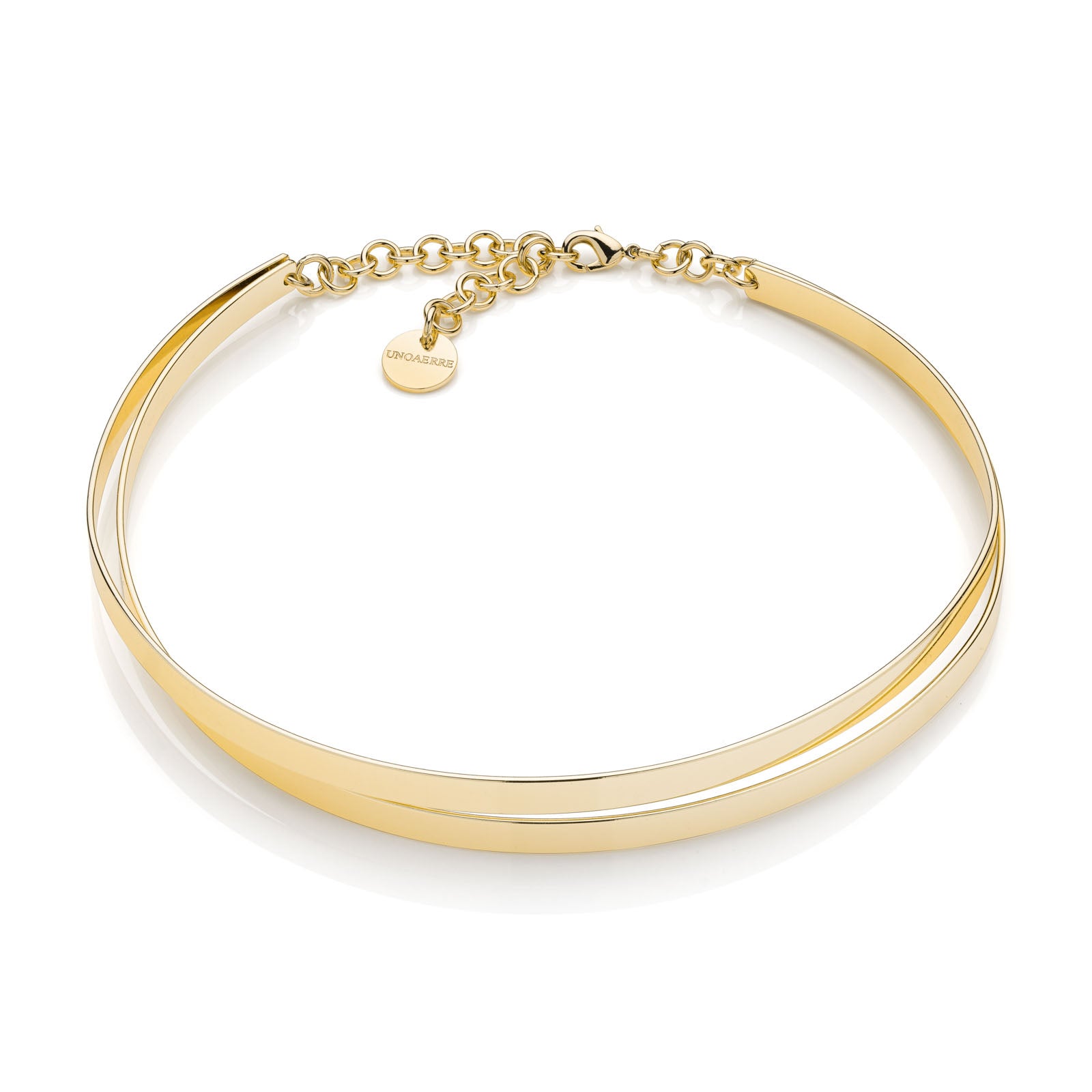 Collana Donna Unoaerre Bronzo dorato Lucido  girocollo rigido due fili Lux 555886