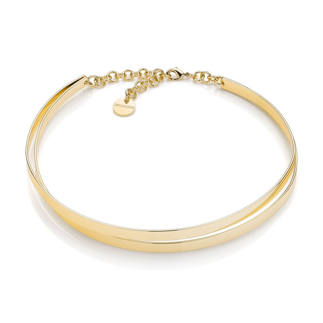 Collana Donna Unoaerre Bronzo dorato Lucido  girocollo rigido due fili Lux 555886
