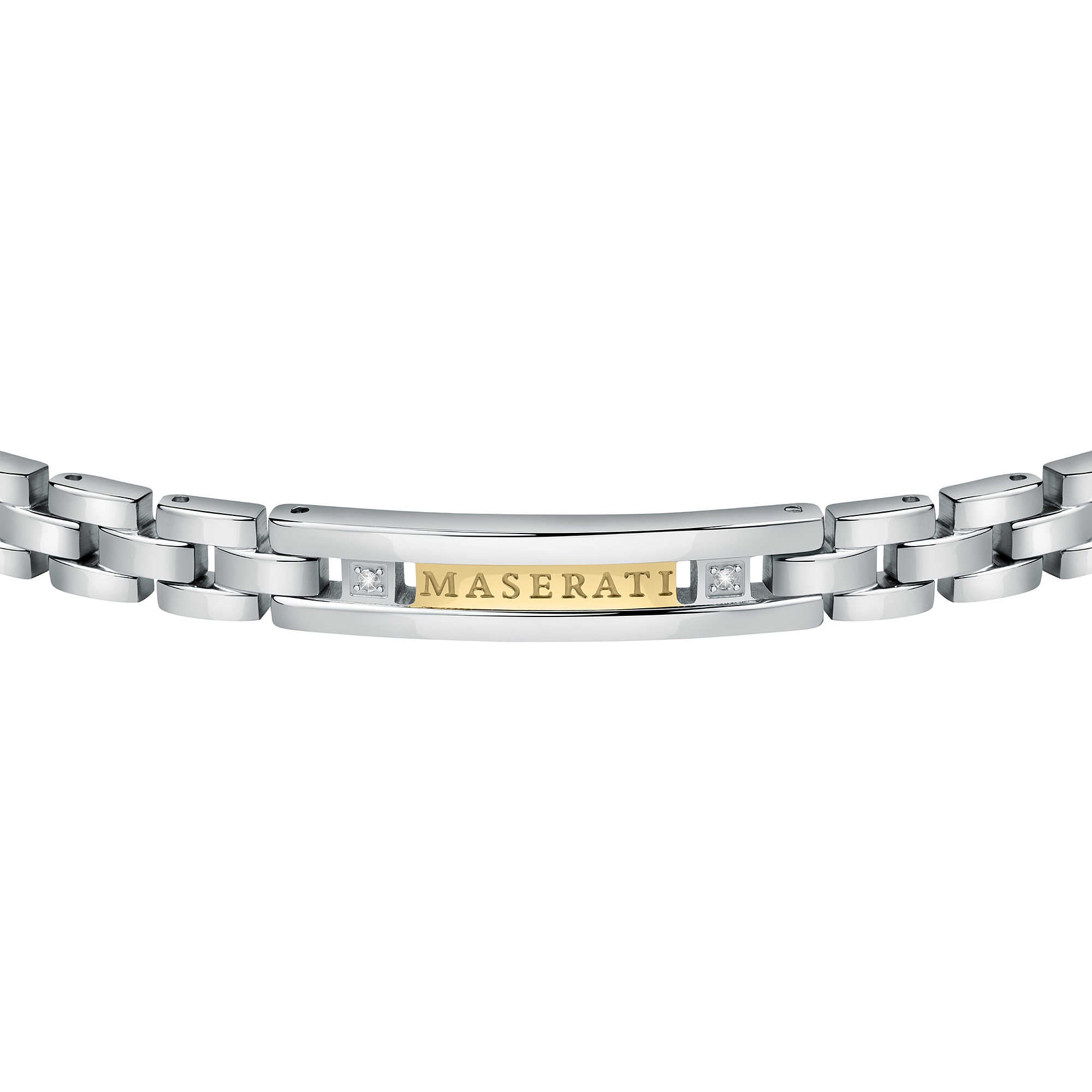 Bracciale Uomo Acciaio Maserati Logo Centrale Inciso e diamanti