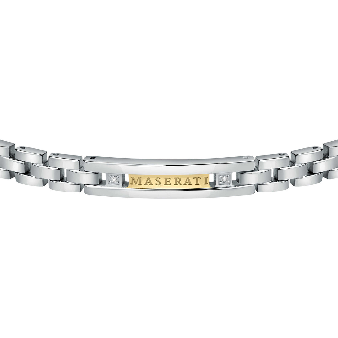 Bracciale Uomo Acciaio Maserati Logo Centrale Inciso e diamanti