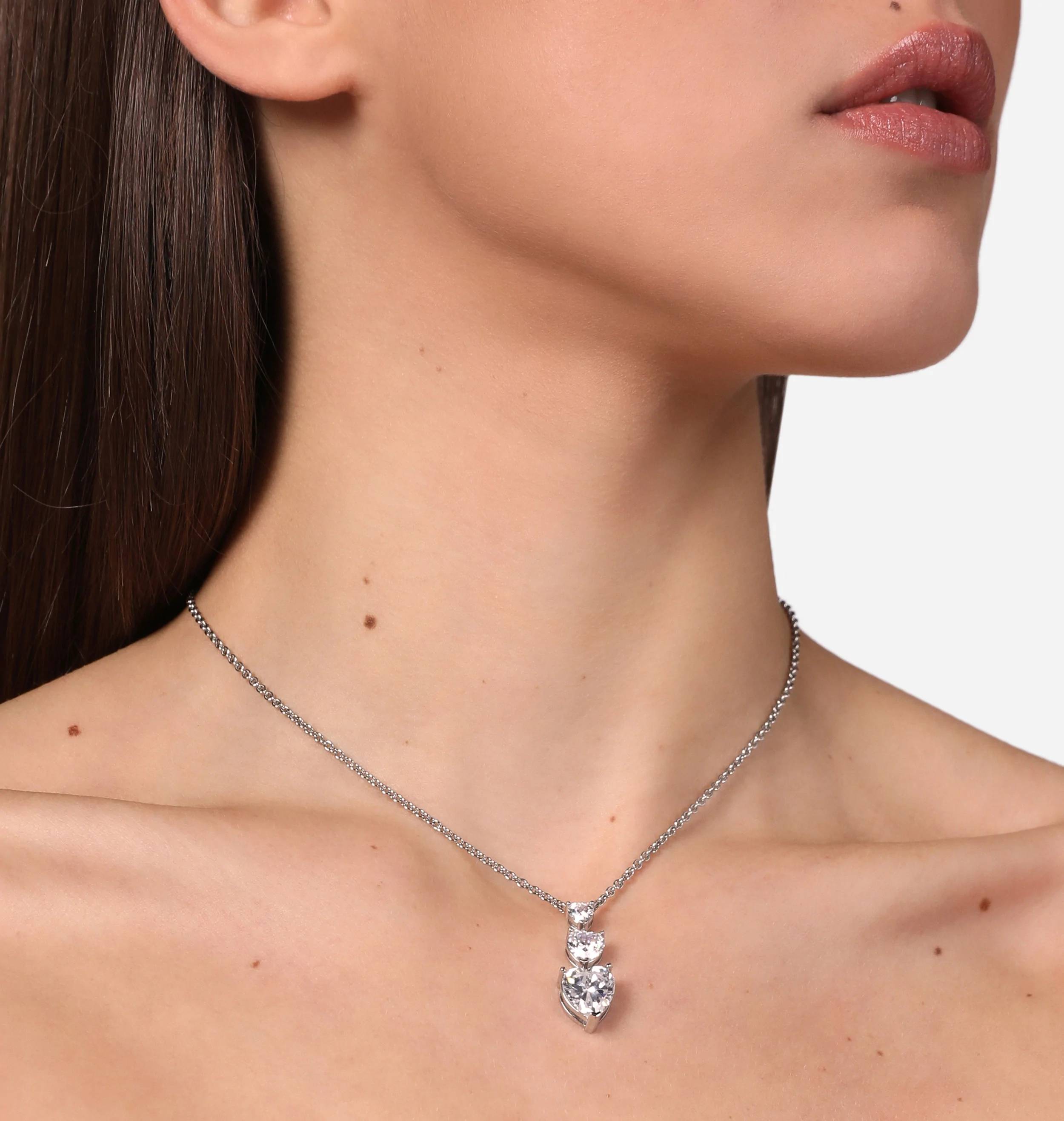 Collana Donna Chiara Ferragni catenina Acciaio Dorato Zircone Cuore Bianco