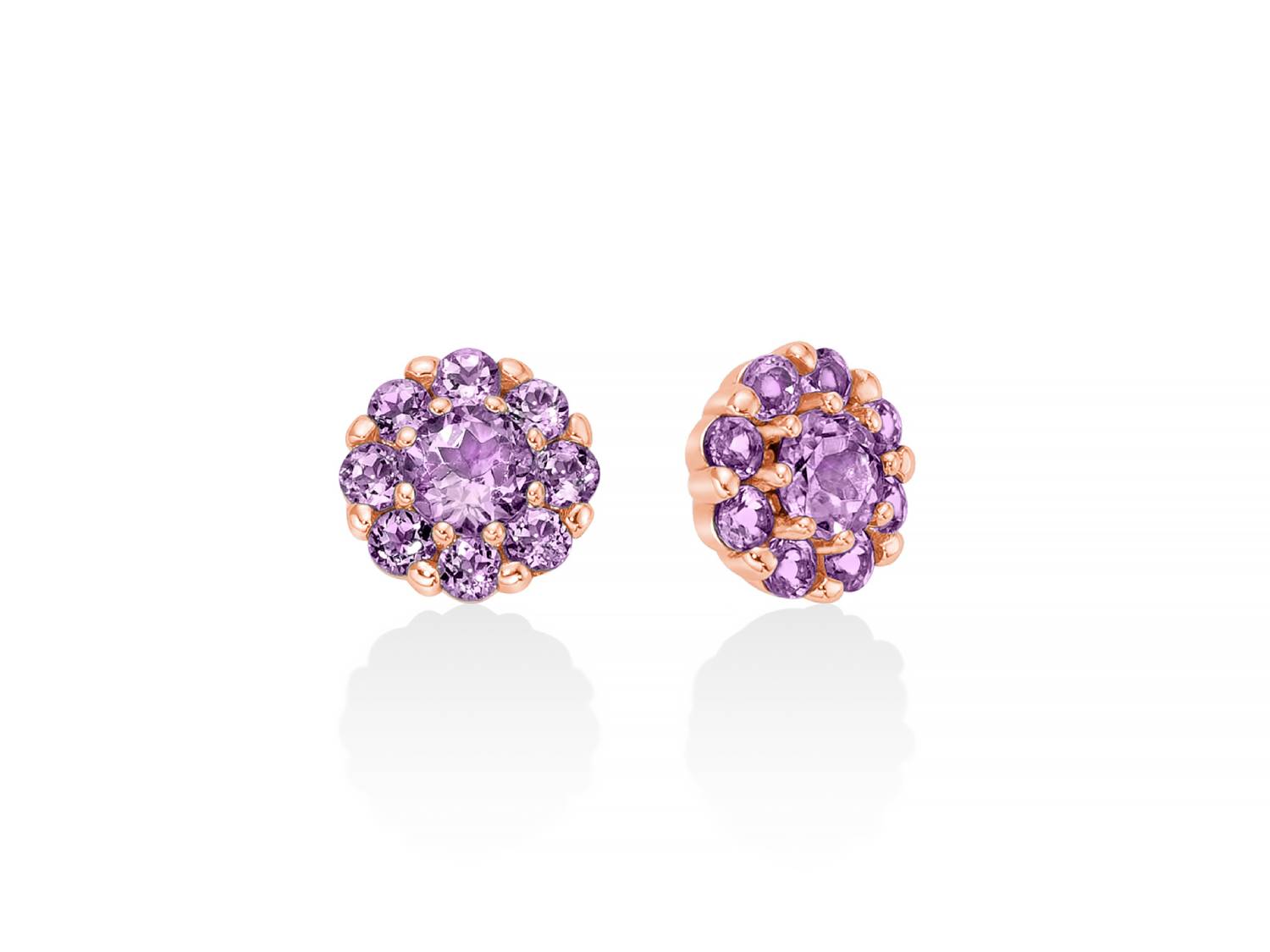 Orecchini Donna Miluna Gemma Del Cielo Argento Rosè 925 Ametista Fiore ERD2925