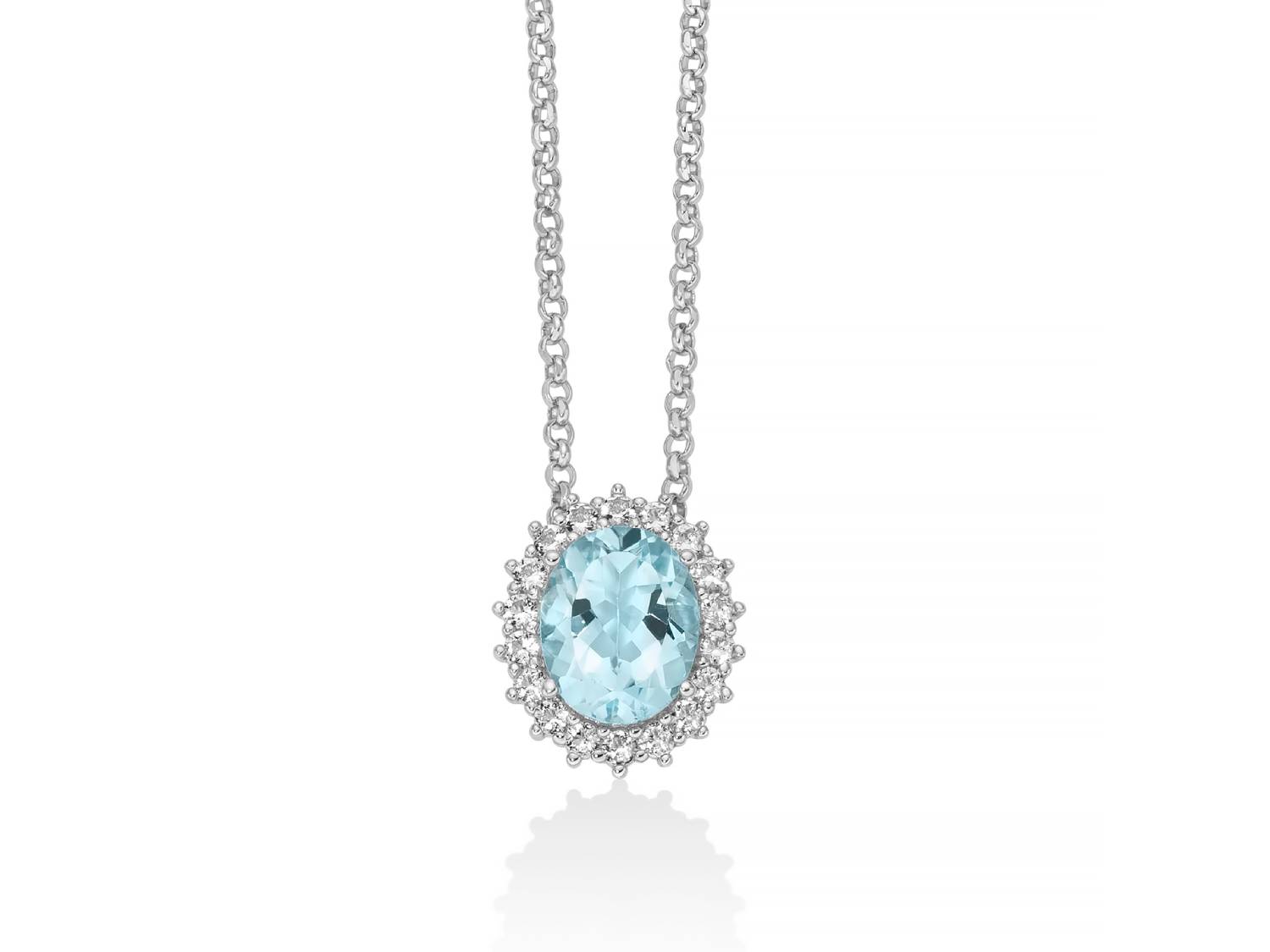 Collana Donna Miluna Argento 925 Topazio Azzurro Ovale CLD4832