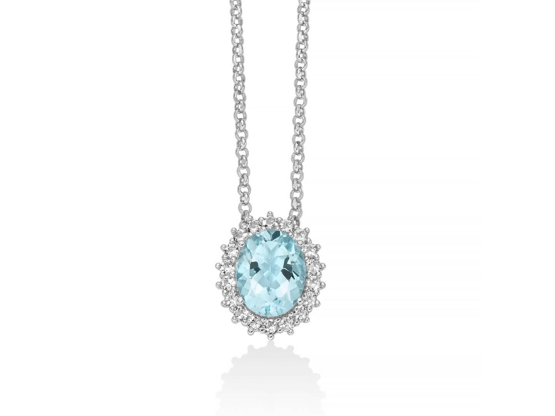 Collana Donna Miluna Argento 925 Topazio Azzurro Ovale CLD4832