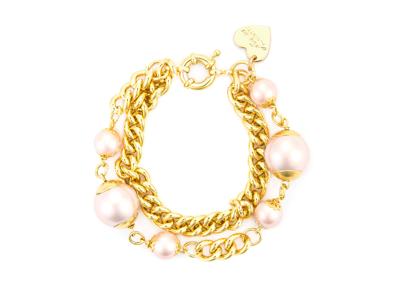 Bracciale Donna Acciaio dorato 4US cesare paciotti  con perle rosa  4UBR7939W