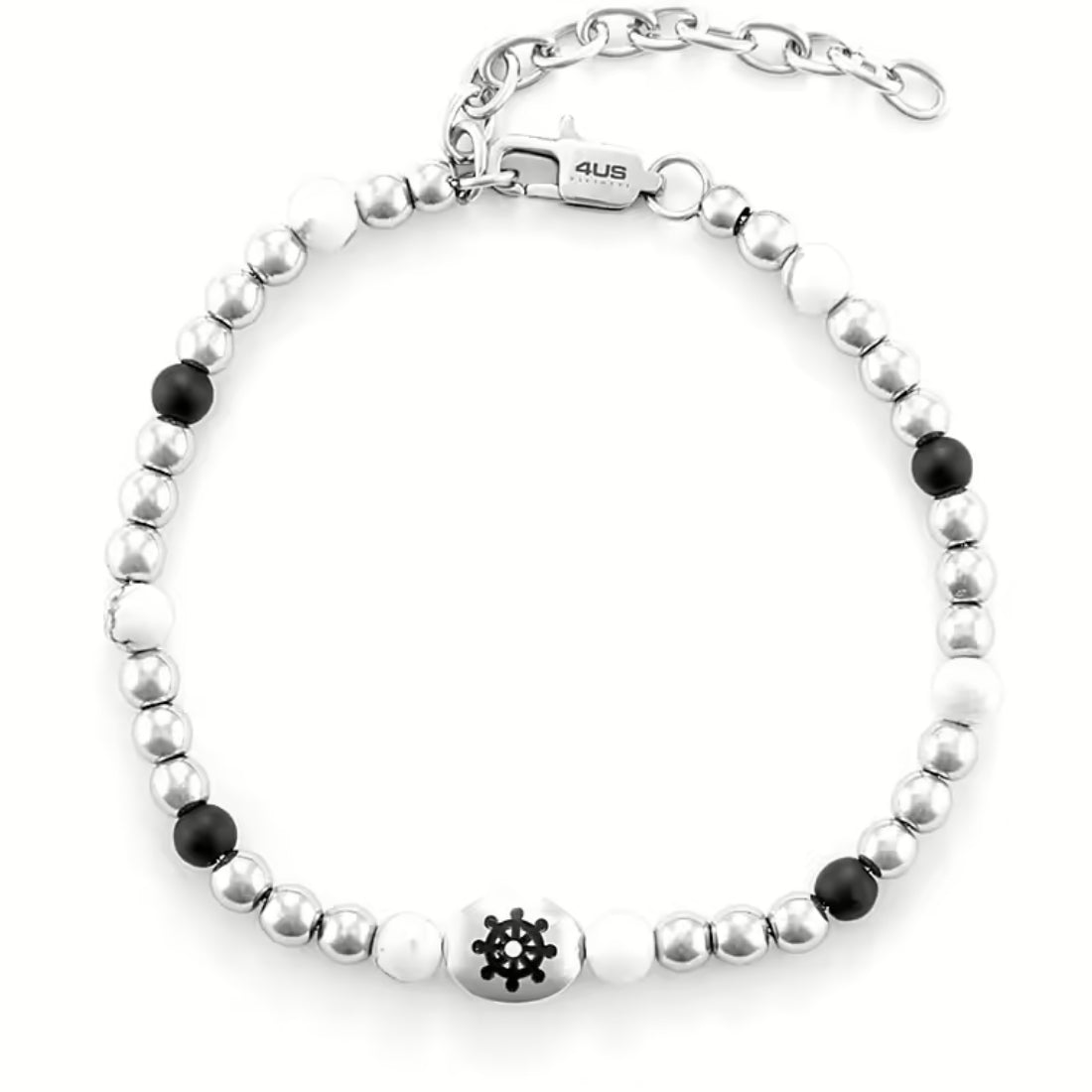 Bracciale Uomo 4US Cesare Paciotti Acciaio e Biglie Onice Nero 4UBR6446