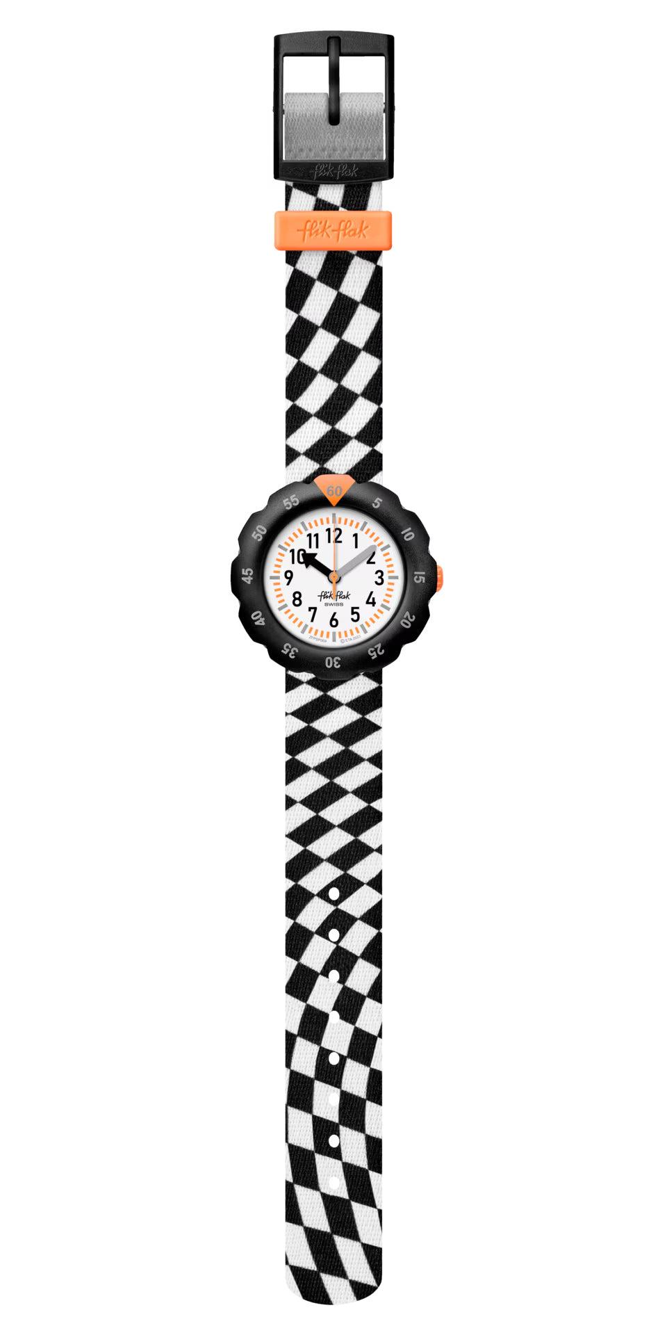 Orologio Bambino Swatch Flik Flak Race Flag Bianco Nero ZFPSP069