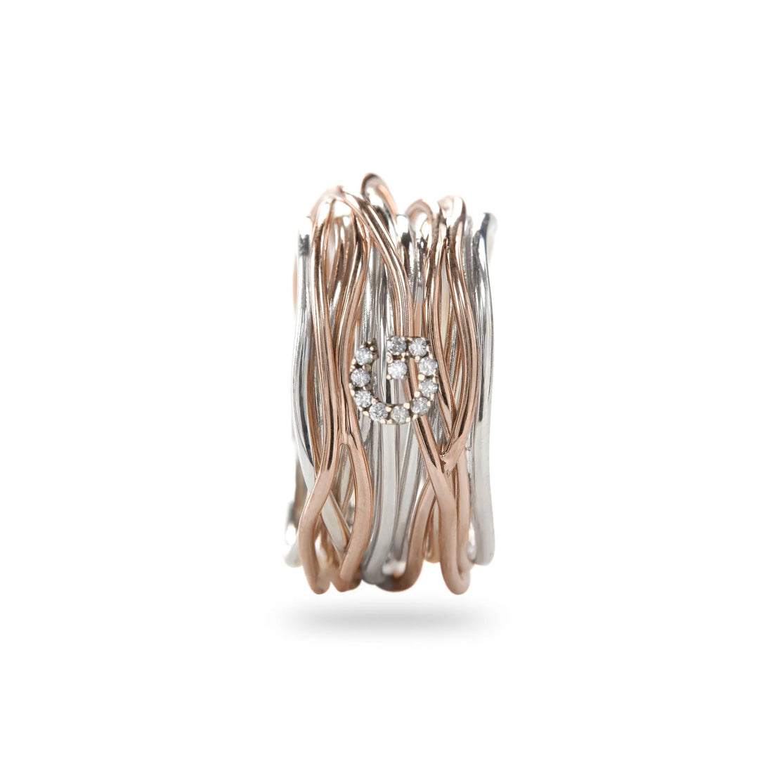 Anello Donna Filodellavita Iniziale G 13 Fili Arg Oro Rosa 9 KT Diam.Bianchi AN290AR