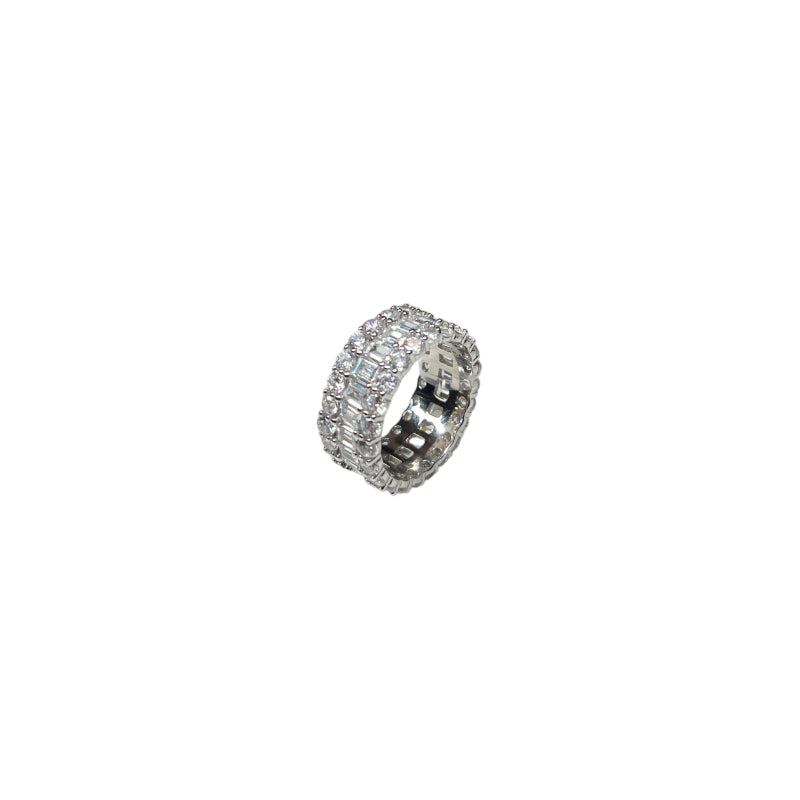 Anello Donna Re Mida Argento 925 Zirconi Bianchi Baguette Misura 12 Fascia-5/12