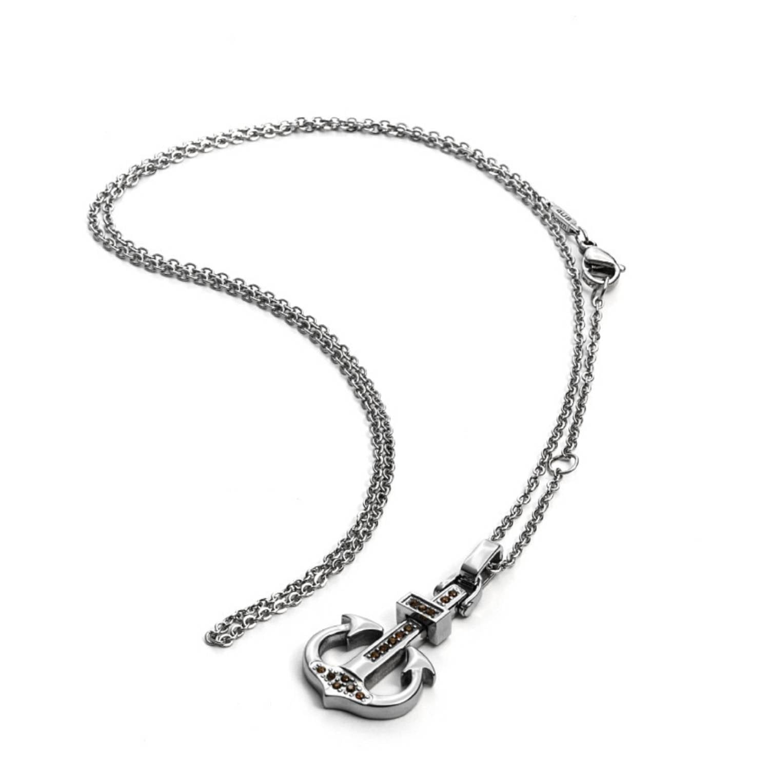 Collana Uomo 4US Cesare Paciotti Dock Ancora Zirconi Neri 4UCL1879