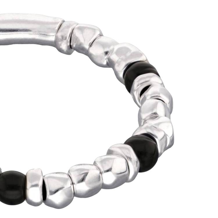 Bracciale Uomo Uno De 50 Sfere Placcato Argento Cristallo Murano Nero PUL2585NGRMTL0L