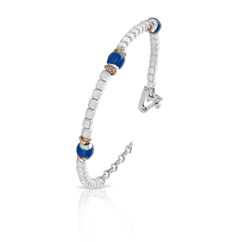 Bracciale in argento 925% con smalti sulla chiusura diamante nero ct 0,01