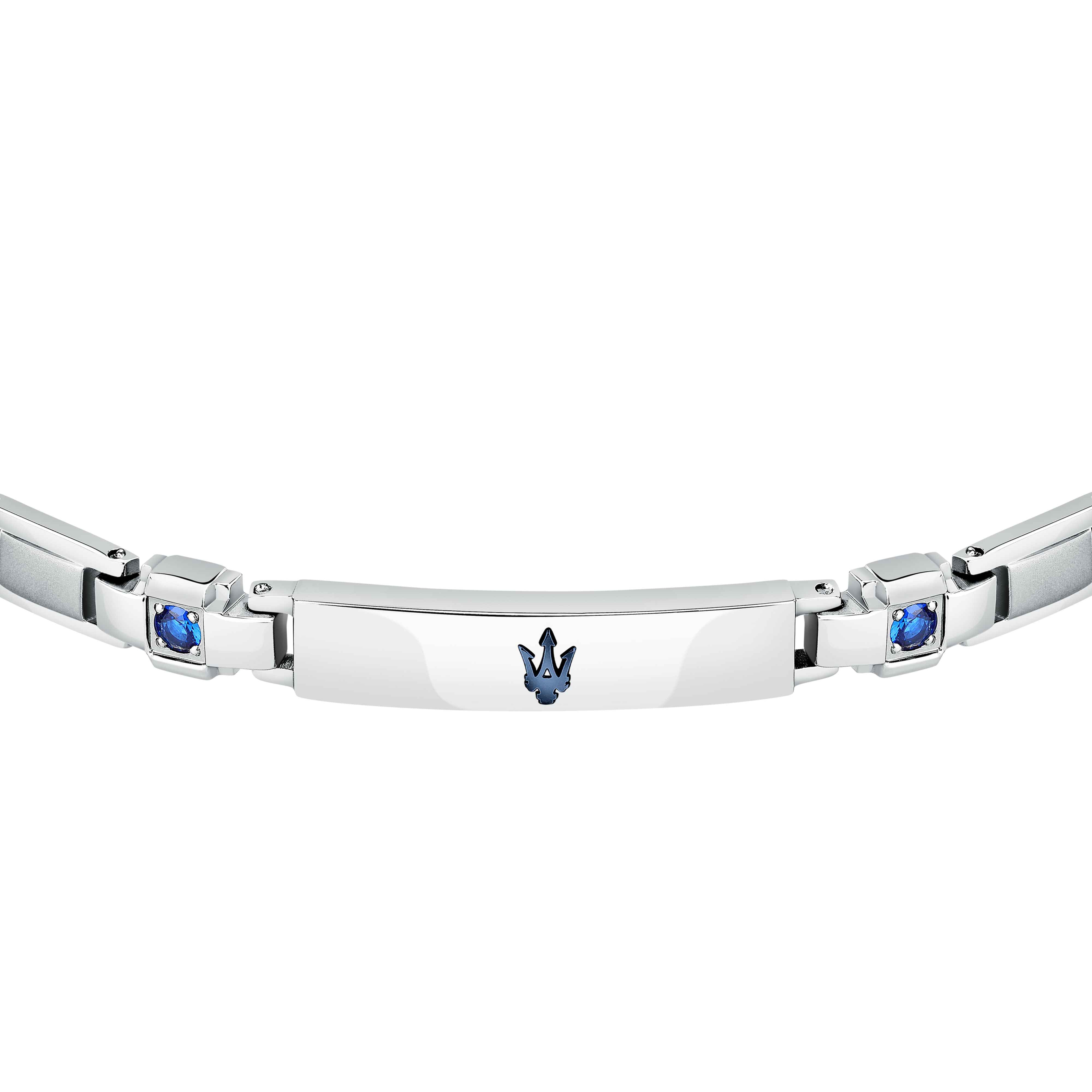 Bracciale Uomo Maserati Acciaio Zirconi Blu Logo Tridente JM224AXO02