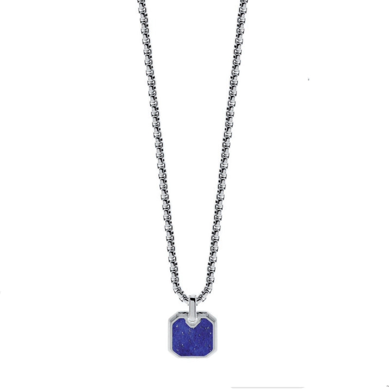 Collana Uomo Liu Jo Acciaio Pietra Blu Cobalto MLJ417