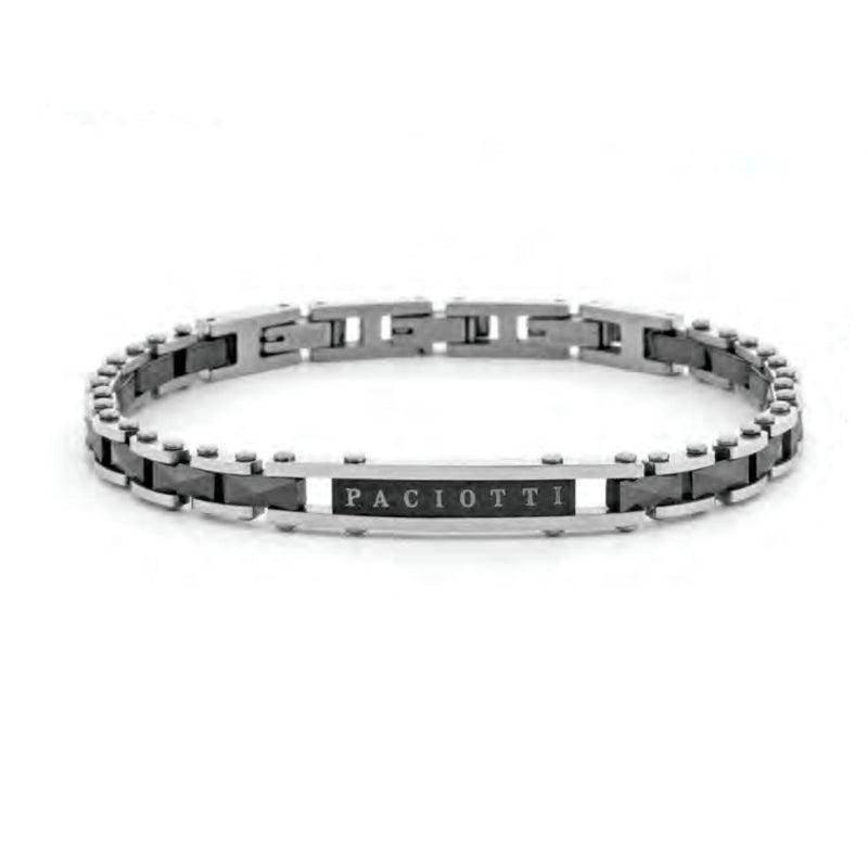 Bracciale Uomo 4US Cesare Paciotti Acciaio Ceramica Nera 4UBR8014