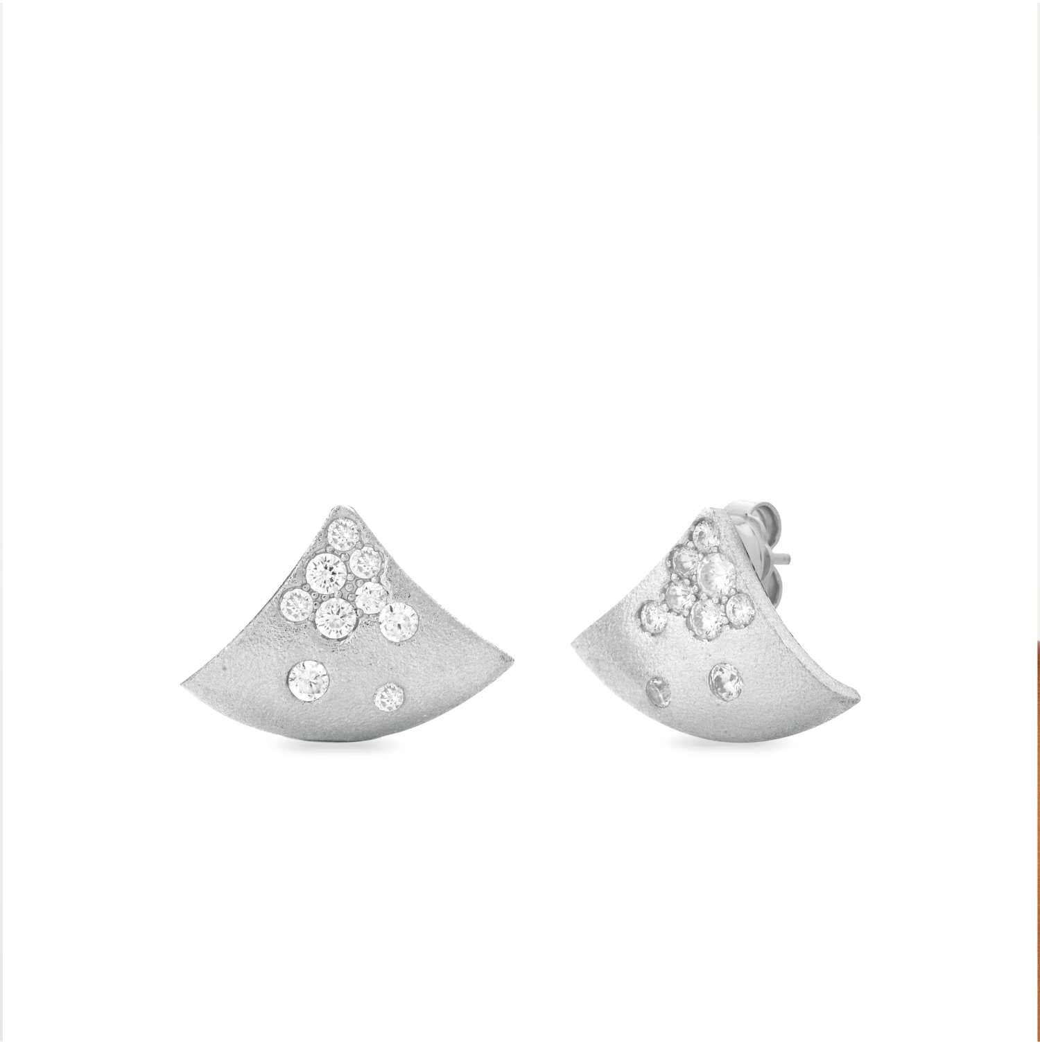 Orecchini Donna Sogni Argento 925 Triangolari Satinati Zirconi Bianchi OR111BB