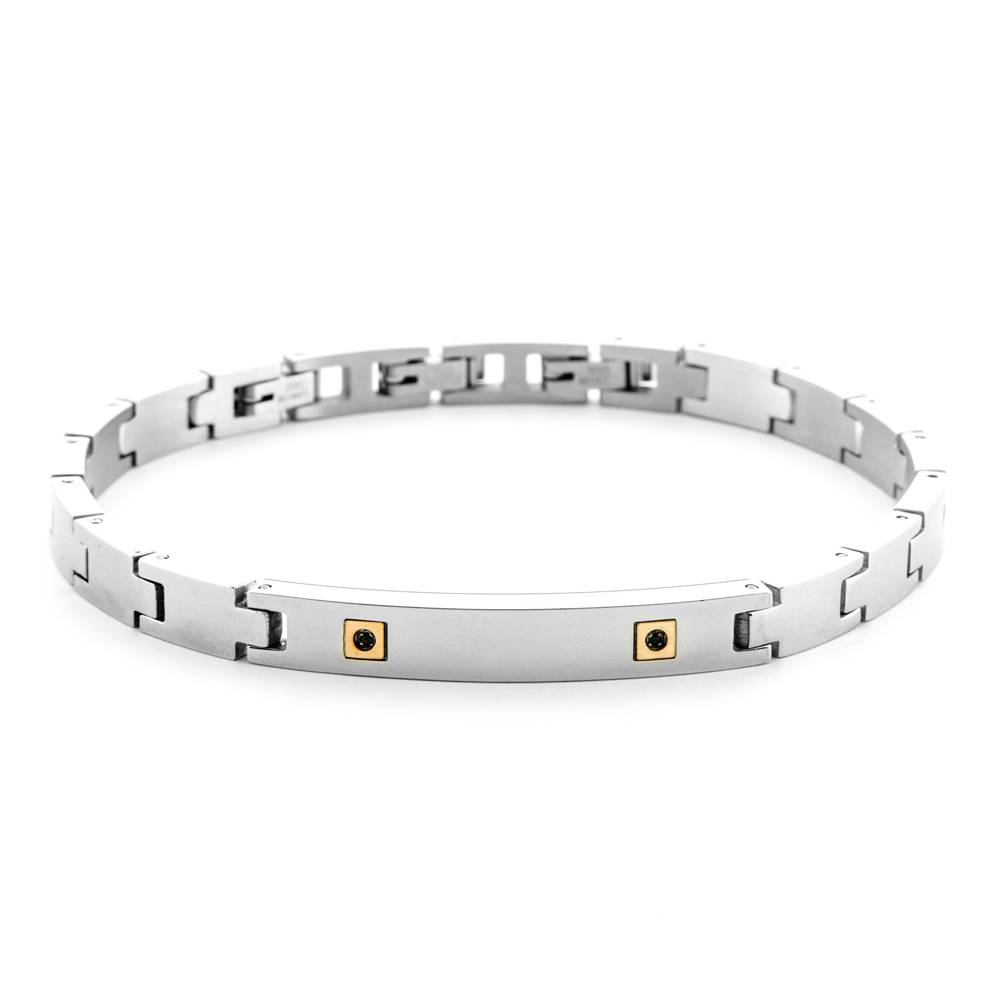 Bracciale Uomo 4US Cesare Paciotti Acciaio Oro 18kt Spinello Nero 4UBR6930