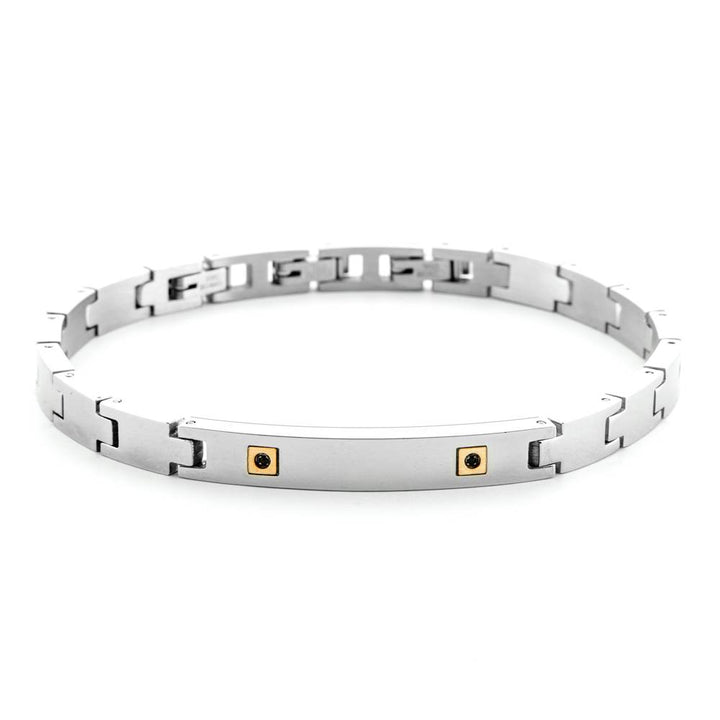 Bracciale Uomo 4US Cesare Paciotti Acciaio Oro 18kt Spinello Nero 4UBR6930