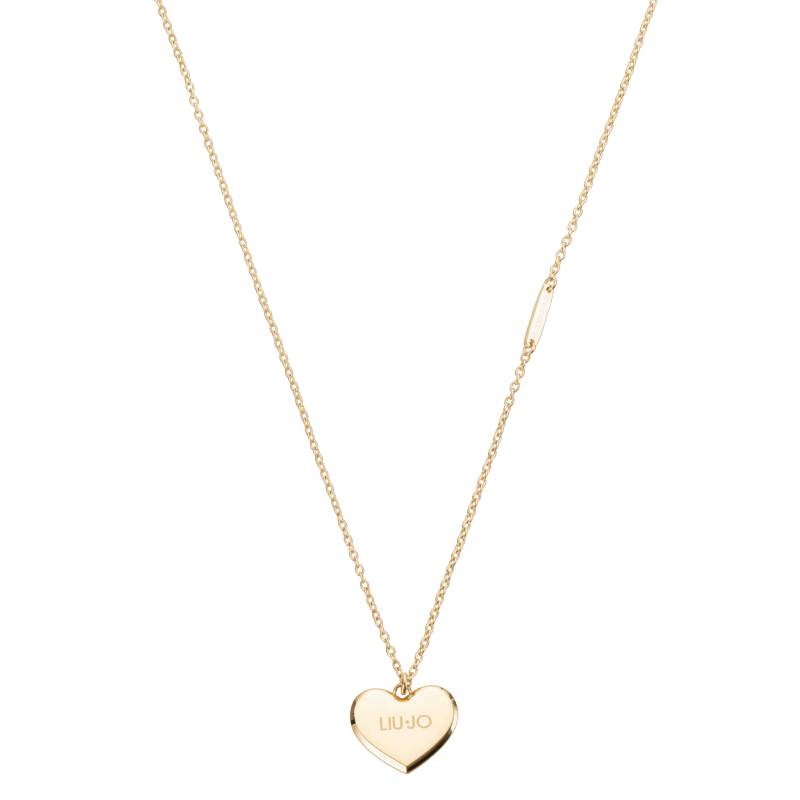 Collana Donna Liu Jo Acciaio Dorato Catena Rollò Cuore Logo Inciso LJ2179