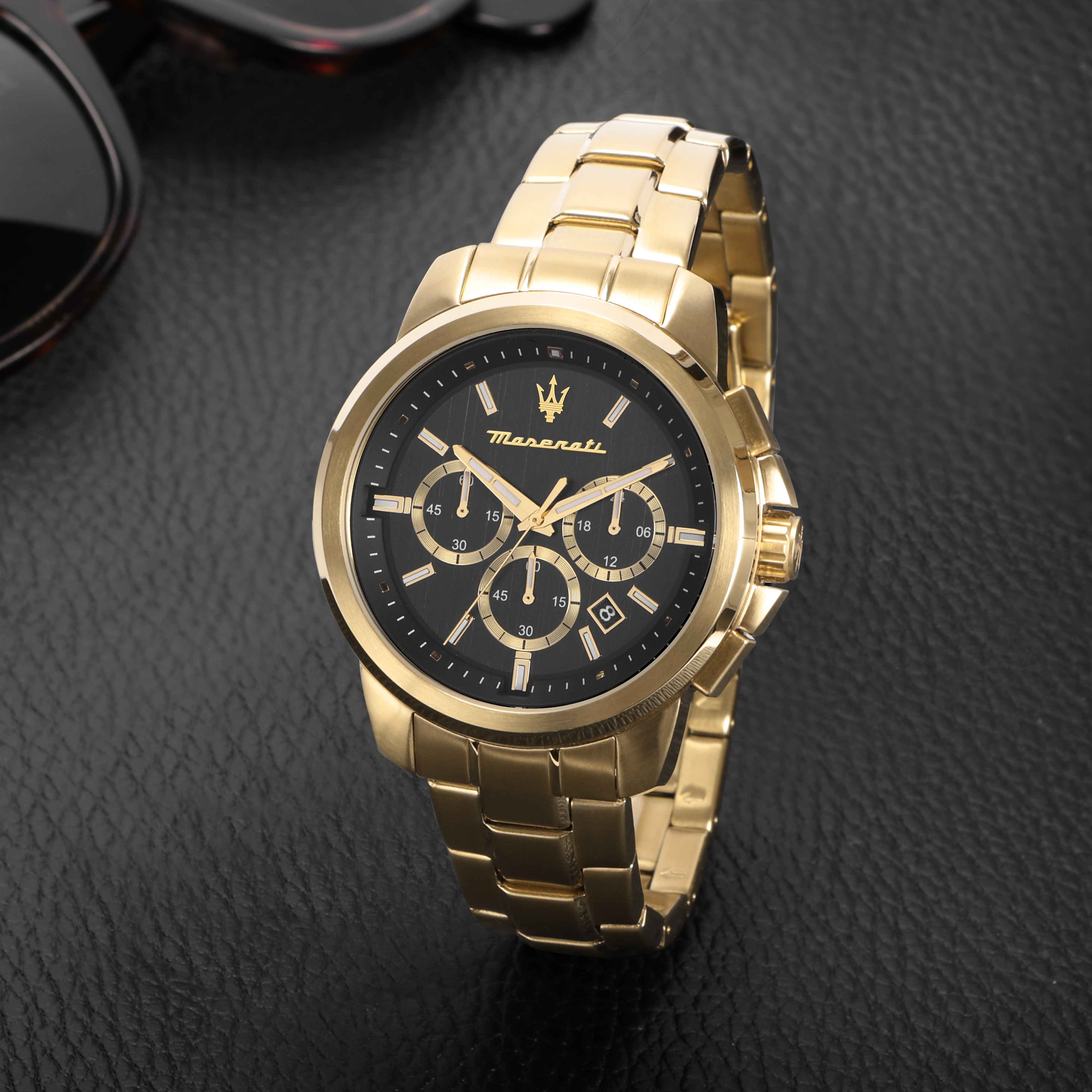 Orologio Uomo Maserati Acciaio Dorato Quarzo Cronografo Data Nero R8873621013