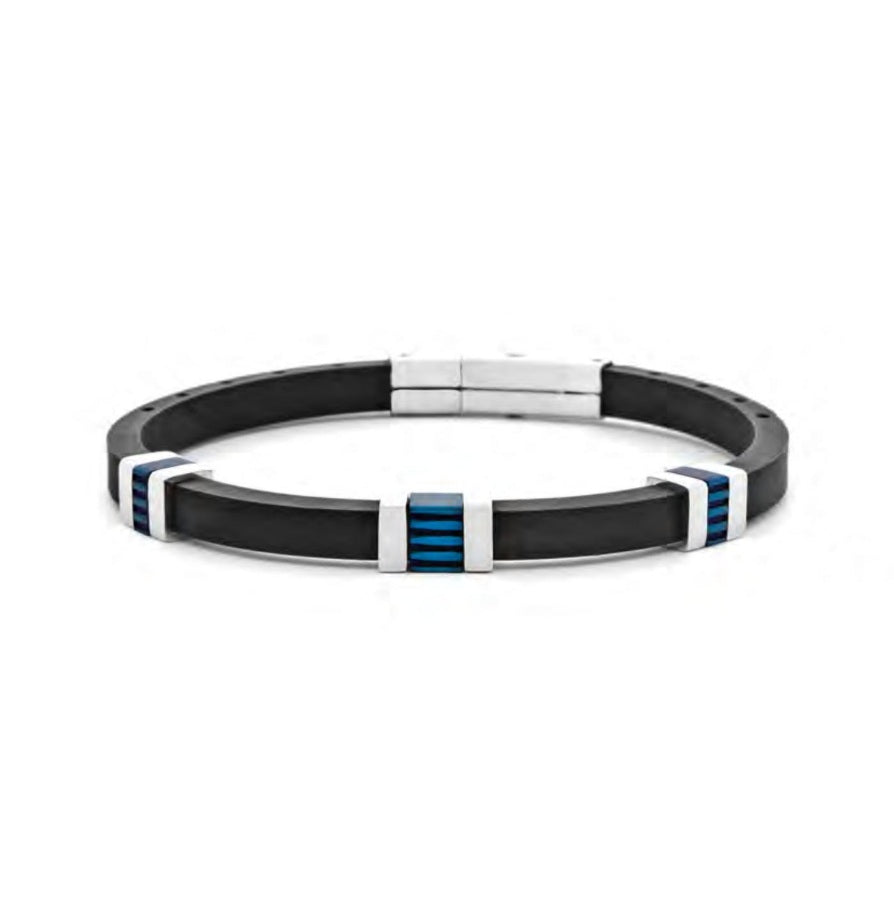 Bracciale Uomo acciaio 4US Cesare Paciotti con Caucciu nero acciaio 4UBR7976