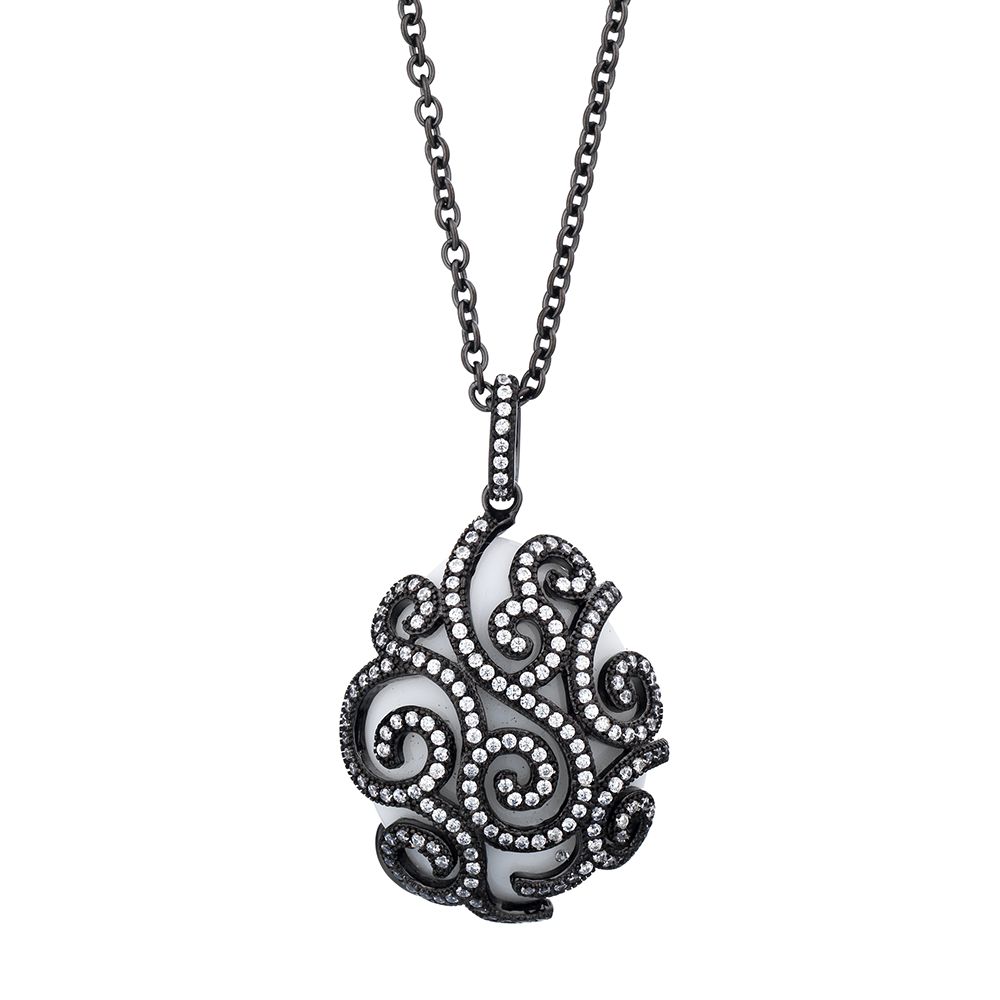Collana Tatiana Fabergé in Argento brunito con Agata e Zirconi " Alexandra"  Collection P816B