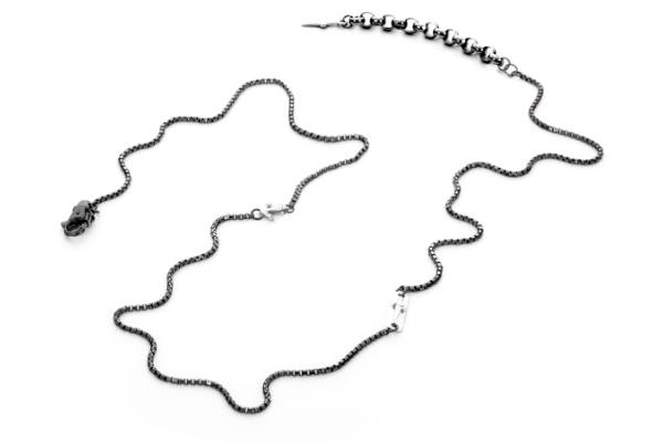 Collana Uomo Cesare Paciotti Argento 925 Nero Ancora JPCL2333N