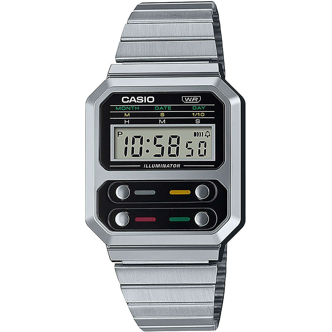 Orologio Uomo Acciaio Casio Quarzo  Digitale Vintage A100WE-1AEF
