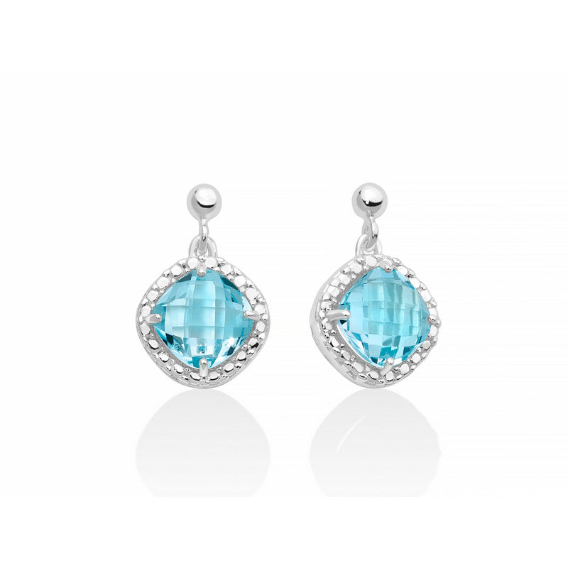Orecchini Donna Miluna Argento 925 e topazio azzurro Quadrato ERD2693