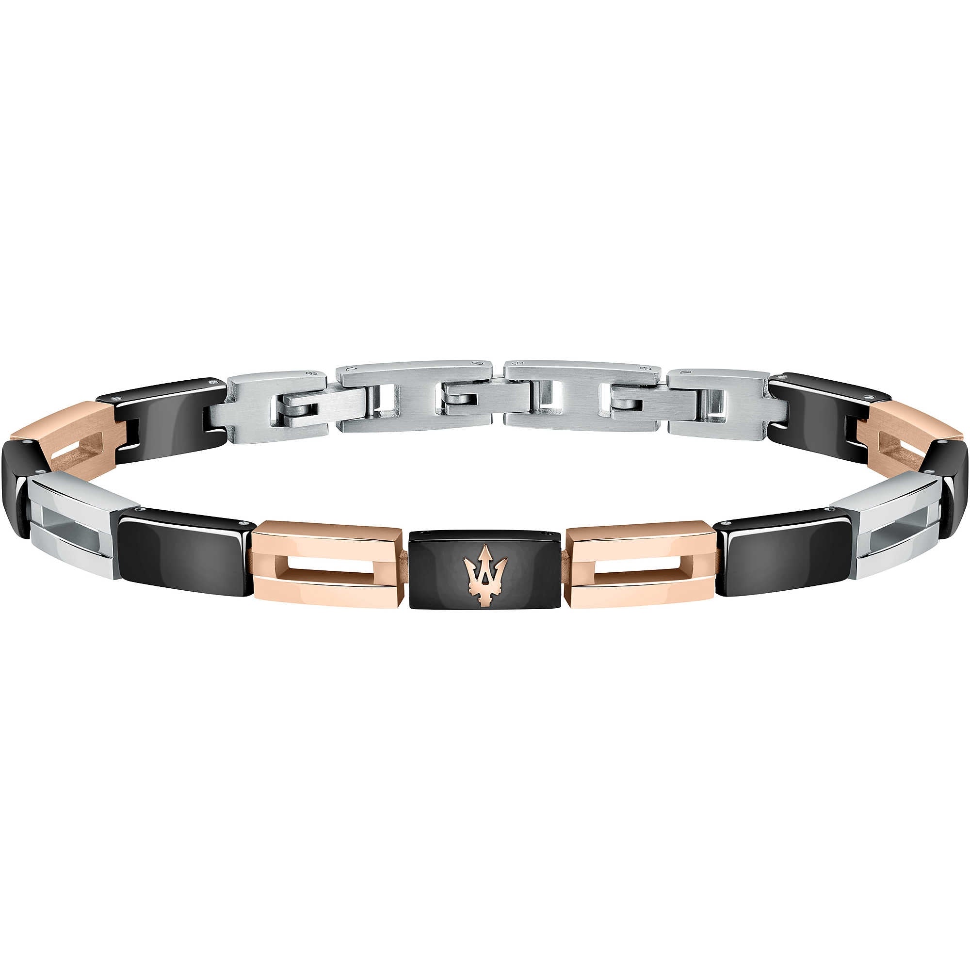 Bracciale Uomo Maserati Acciaio ceramica nera e acciaio rosè  JM421ATZ09