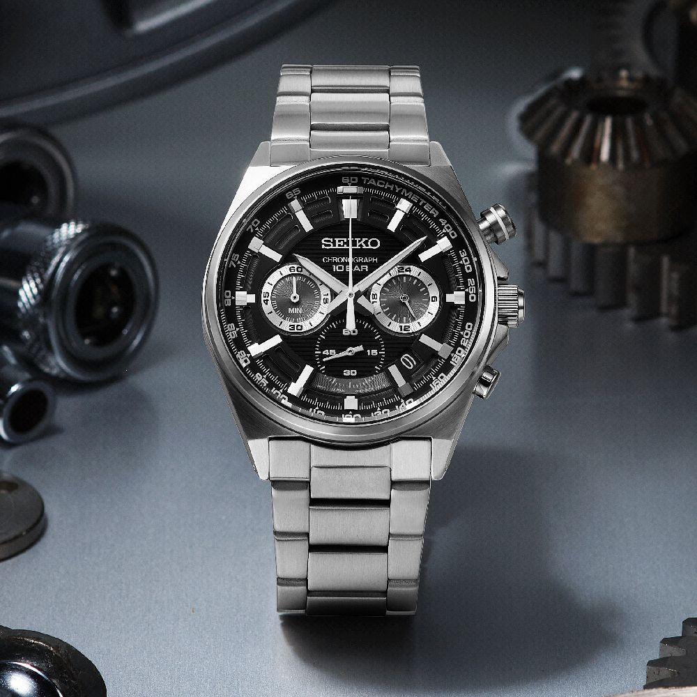 Orologio Uomo Seiko Neo Sport Nero Quarzo Cronografo Acciaio Satinato SSB397P1