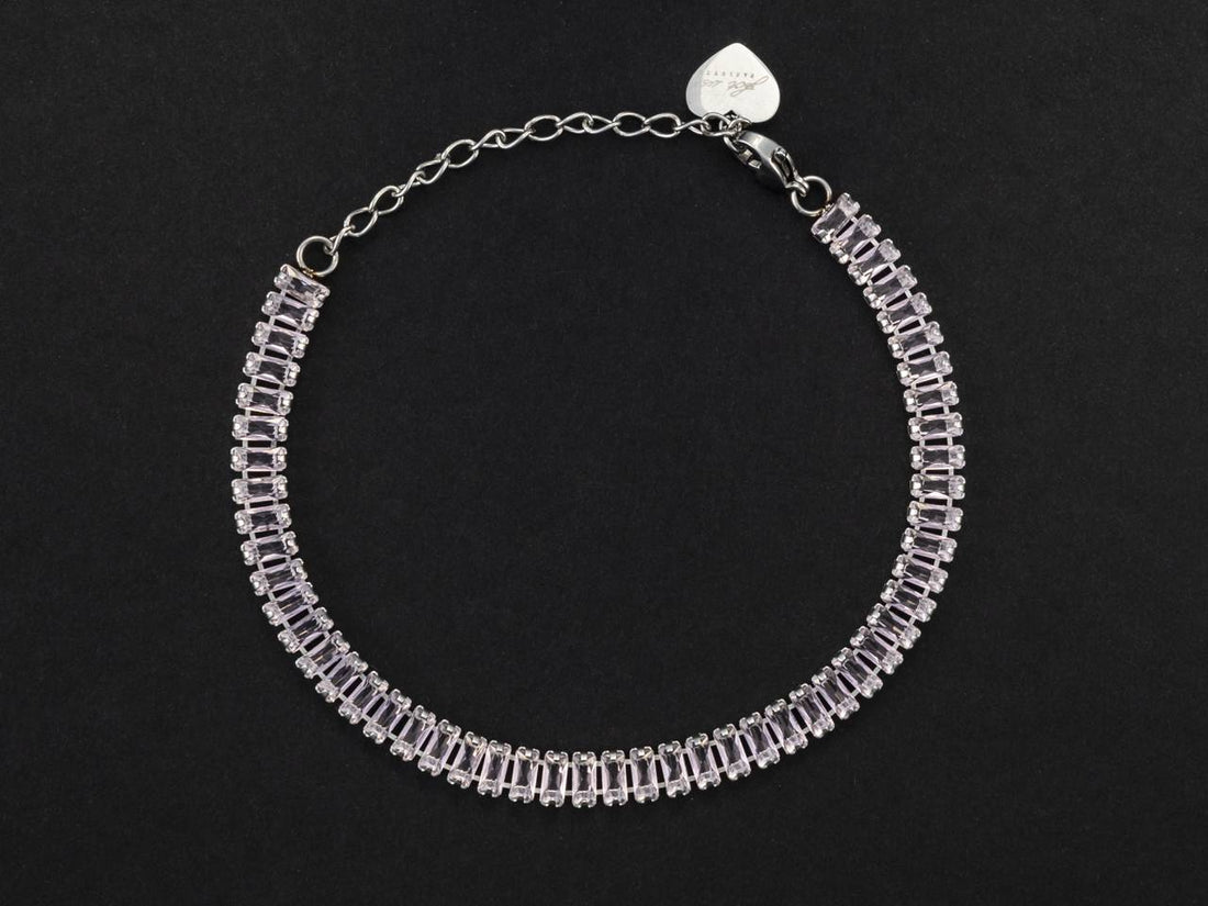 Bracciale Tennis Donna 4US Cesare Paciotti Acciaio Con Zirconi rettangolari rosa 4UBR5505W